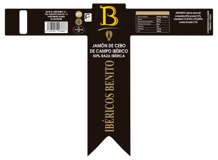 "Jamón Cebo Campo Ibérico 50% Raza Ibérica - (MAS GRANDE) 9 Kg Aprox de Sabor de Salamanca en Cada Loncha" - Imagen 2