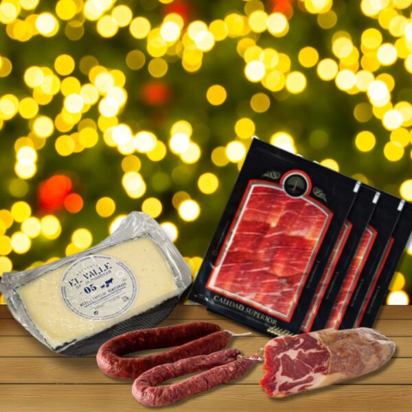 Lote nº17 Gourmet: 4 Sobres de Jamón Cortado a Cuchillo, Medio Queso, Cabecero, Chorizo y Salchichón – ¡El Sabor Auténtico para tus Celebraciones! 🍖🧀