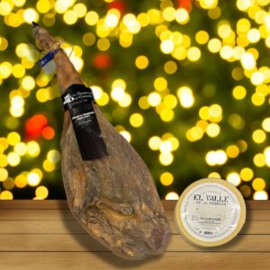 Lote nº4 Navideño Gourmet: Exquisito Jamón de Castaña de Ronda, Málaga y Queso Semicurado – ¡El Sabor de las Fiestas en Su Mesa! 🎉🎄