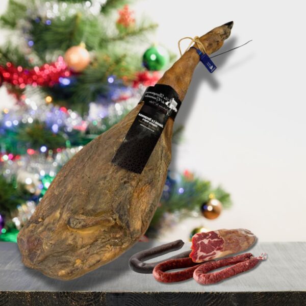 Lote nº6 Navideño Jamón de Castaña, Cabecero, Morcilla, Chorizo y Salchichón – ¡El Sabor de las Fiestas en Su Mesa! 🎉🎄